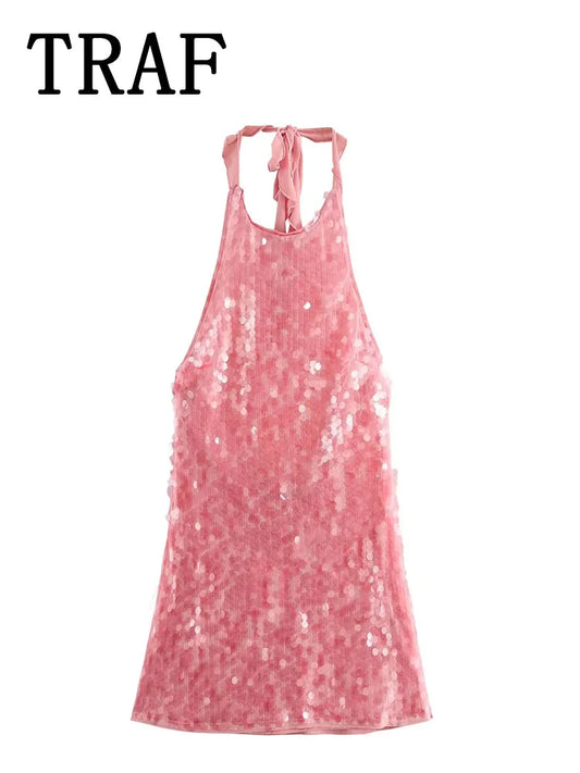 Sequin Halter Dress